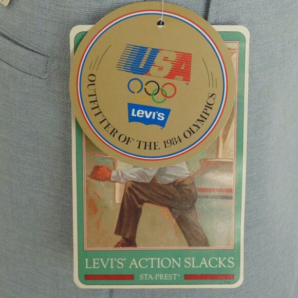 new LEVI'S Action Slacks, 38x34, Light Gray, 1984 Vintage, Sta-prest Clasp waist - Picture 2 of 15
